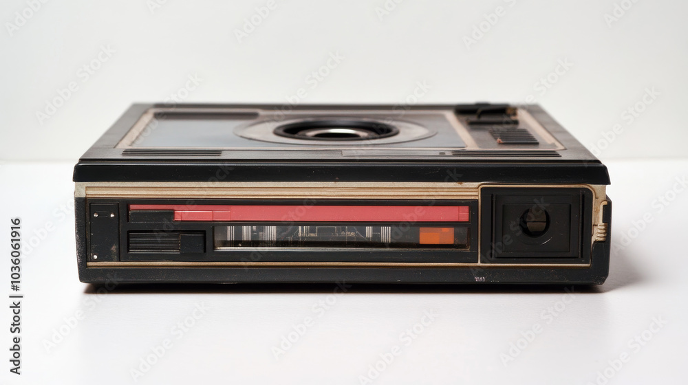 Obraz premium A cassette player, standing alone against a white backdrop.