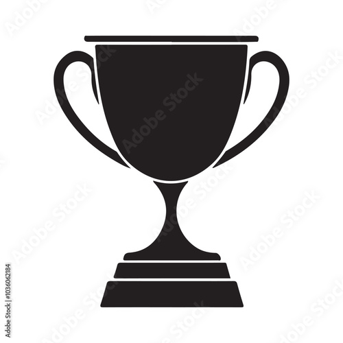Trophy Cup Vector Isolated On White Background, Award Cup Vector Silhouette