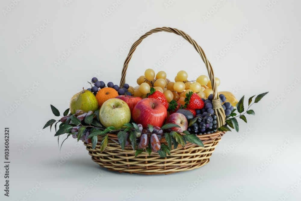 Fresh fruit in the basket against a white background Fresh fruit in the basket against a white background
