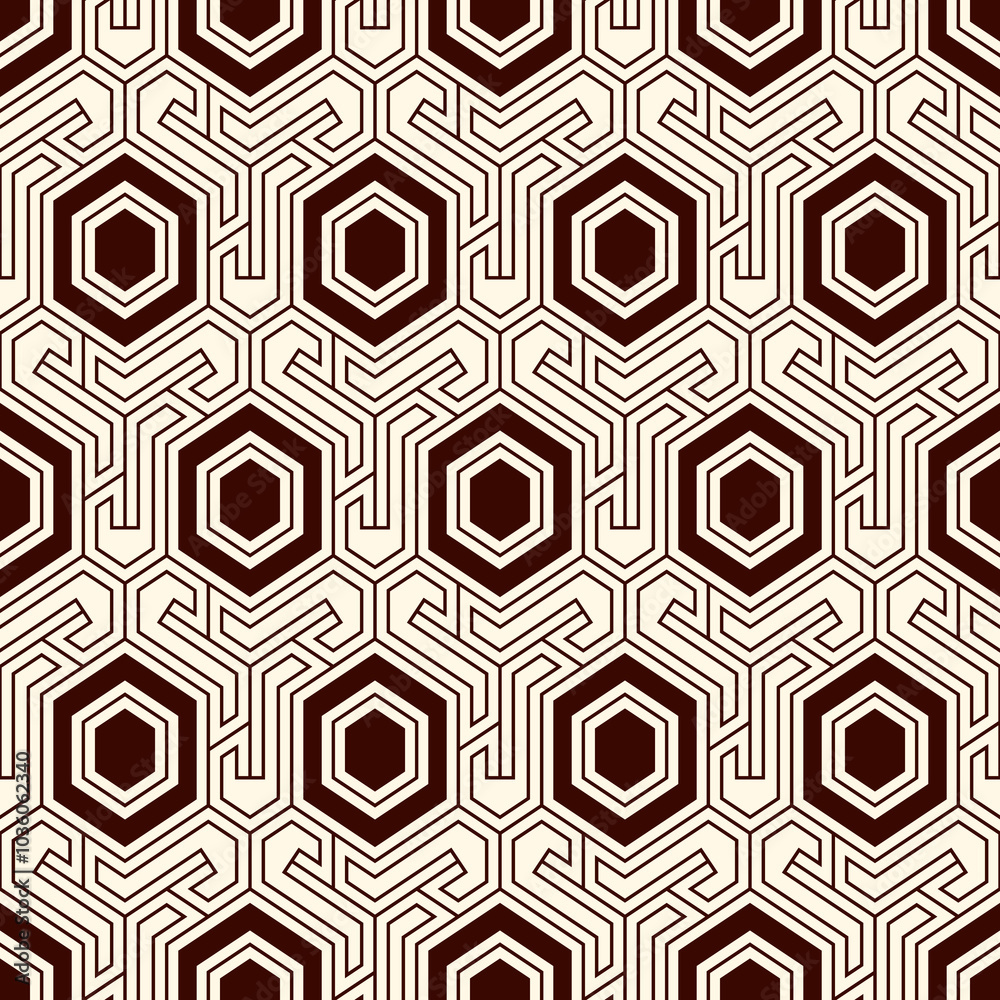 Honeycomb seamless pattern. Hexagon mosaic tiles ornament. Ethnic surface print. Repeated geometric figures background. Ornamental wallpaper. Modern geo design digital paper. Honeycomb seamless pattern. Hexagon mosaic tiles ornament. Ethnic surface print. Repeated geometric figures background. Ornamental wallpaper. Modern geo design digital paper.