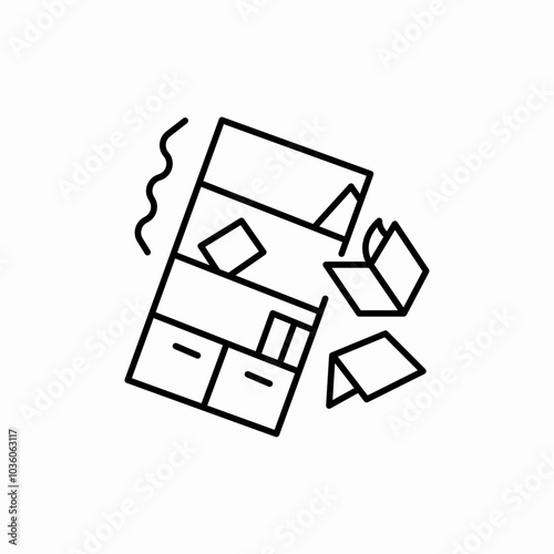 broken bookshelf icon sign vector