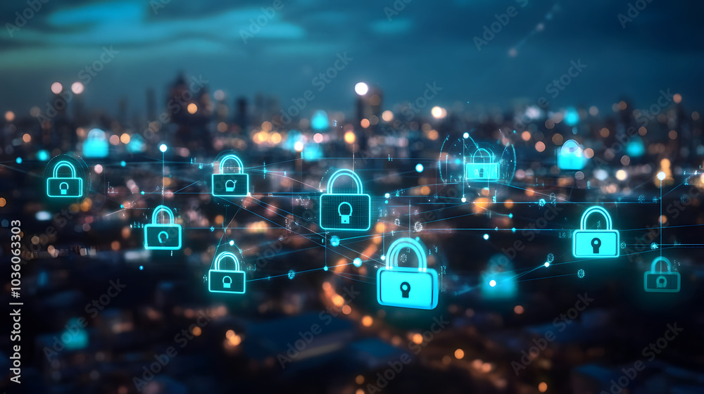 Fototapeta premium Exploring the Future of Data Security: A Visual Representation of Technology and Safety in Cyber Environments