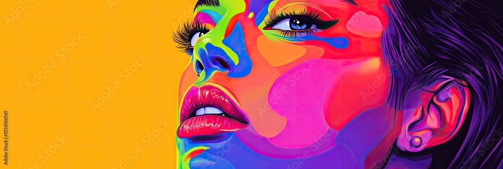 Naklejka premium Pop art style portrait with vibrant colors and exaggerated features