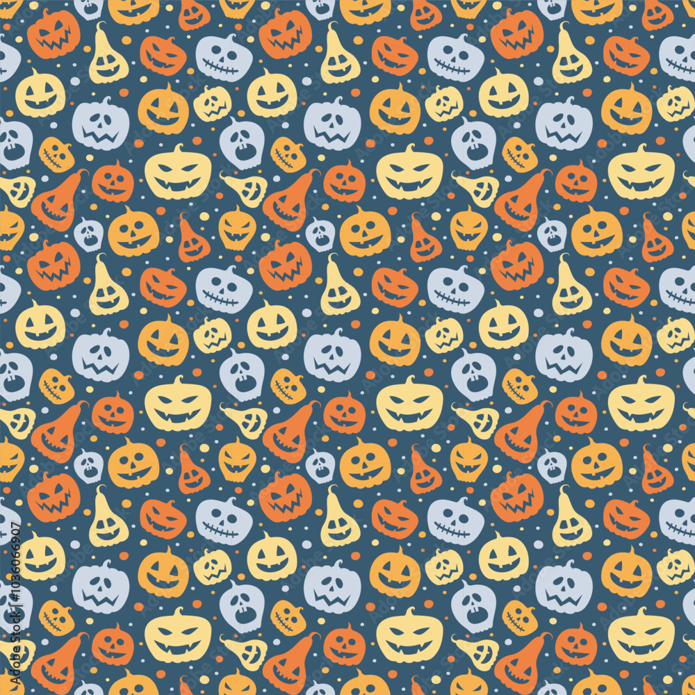 Halloween pattern with funny pumpkins. Wallpaper. Vector Halloween pattern with funny pumpkins. Wallpaper. Vector