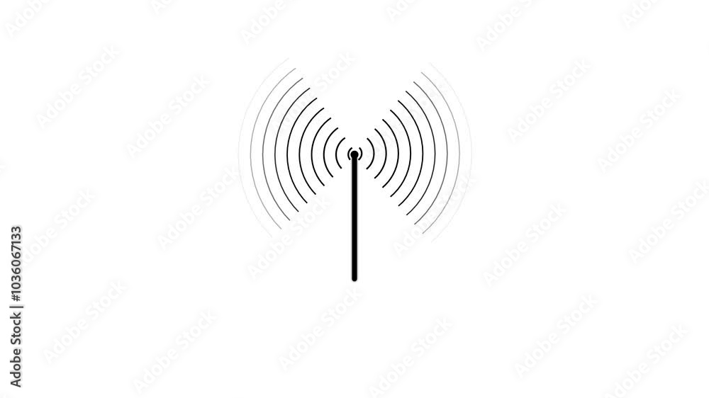 Radio wave, Circle radar interface signal with concentric ring. Radio wave looping screen background animation . Radio wave, Circle radar interface signal with concentric ring. Radio wave looping screen background animation .