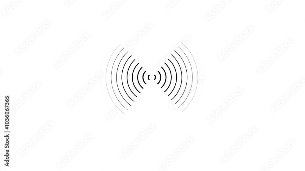 Radio wave, Circle radar interface signal with concentric ring. Radio wave looping screen background animation . Radio wave, Circle radar interface signal with concentric ring. Radio wave looping screen background animation .