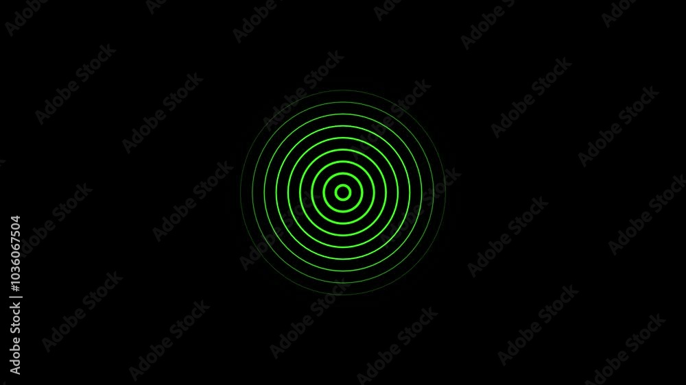 Radio wave, Circle radar interface signal with concentric ring. Radio wave looping screen background animation . Radio wave, Circle radar interface signal with concentric ring. Radio wave looping screen background animation .