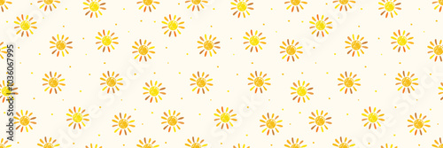 Sun seamless pattern. Summer background design. Banner. Vector