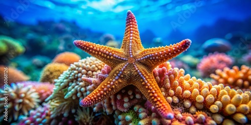 Fototapeta Naklejka Na Ścianę i Meble -  Starfish on Coral Reef, Colorful, Underwater, Marine Life, Ocean