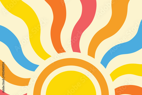 Abstract summer background. Retro sun design. Vector illustration