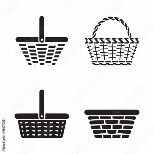 A simple vector set of picnic basket icons design. AI