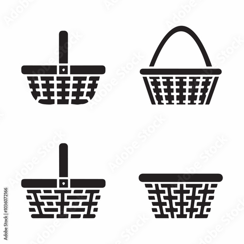 A simple vector set of picnic basket icons design. AI