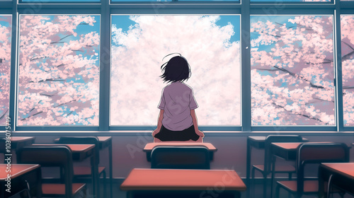 lofi girl illustration, anime style