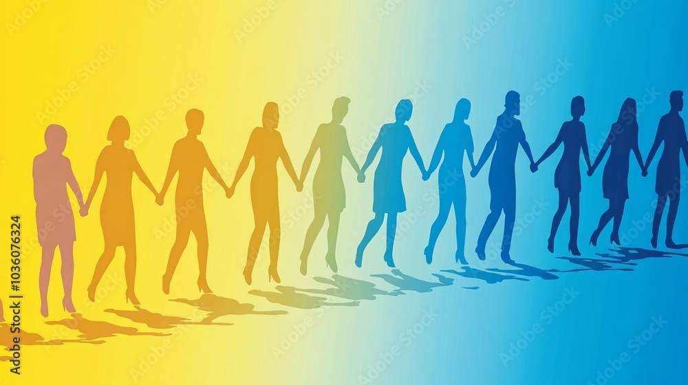 World Kindness Day illustration of people holding hands symbolizing caring responsibility and altruism designed with blue and yellow tones World Kindness Day illustration of people holding hands symbolizing caring responsibility and altruism designed with blue and yellow tones