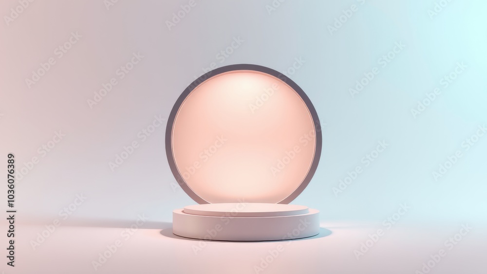 Podium for product presentation on soft light colour background. Podium for product presentation on soft light colour background.