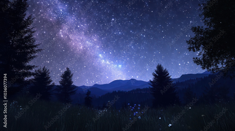 Night sky filled with stars and the Milky Way galaxy Night sky filled with stars and the Milky Way galaxy