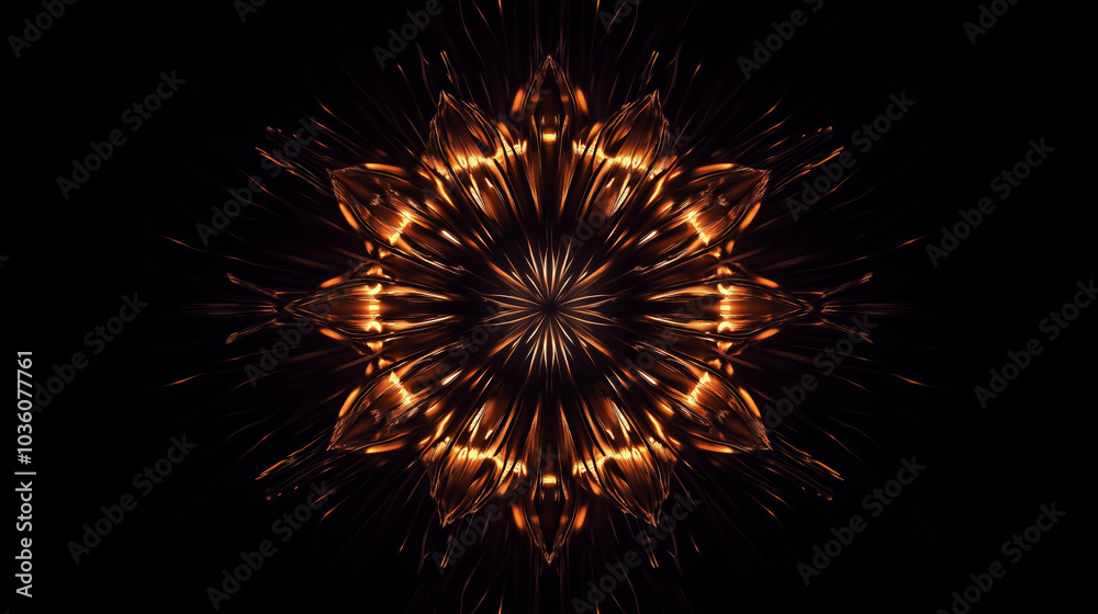 custom made wallpaper toronto digitalAbstract mandala with radiant orange and black geometric symmetry, capturing the energy and balance of light in a dynamic design, kaleidoscope background 