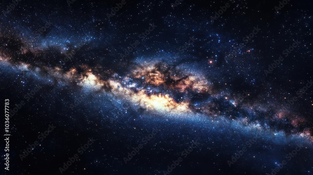Fototapeta premium Panoramic View of Milky Way Galaxy Against Night Sky, Stunning Long Exposure Photography