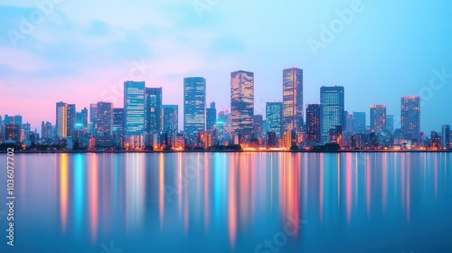 City skyline at night with lights polluting the sky, illustrating the impact of light pollution on the environment