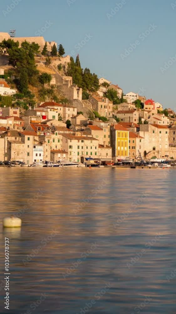 Time Lapse of Sibenik City in Croatia - Sibenik is a historic city in Croatia in central Dalmatia where Krka river flows into Adriatic Sea. Sibenik is the oldest native Croatian town on the shores. Time Lapse of Sibenik City in Croatia - Sibenik is a historic city in Croatia in central Dalmatia where Krka river flows into Adriatic Sea. Sibenik is the oldest native Croatian town on the shores.