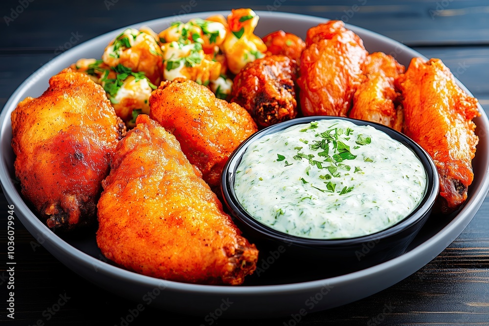 Delicious Chicken Wings and Dip Perfect for Celebrating Chicken Wings Day With Friends Delicious Chicken Wings and Dip Perfect for Celebrating Chicken Wings Day With Friends