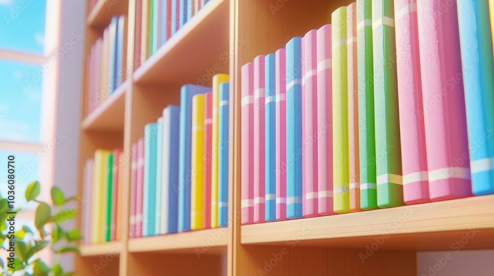 A colorful stack of literature in a library. Stock A colorful stack of literature in a library. Stock