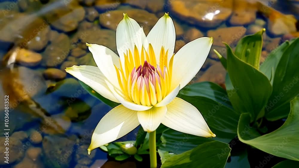 Lotus flower blooming in clear water with vibrant colors and natural light. Floral concept Lotus flower blooming in clear water with vibrant colors and natural light. Floral concept