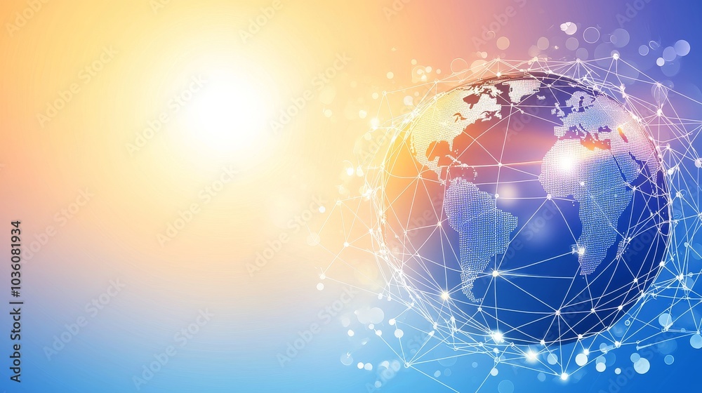 Holographic abstract world globe with many connections symbolizing social media and life as a business wallpaper background. Holographic abstract world globe with many connections symbolizing social media and life as a business wallpaper background.