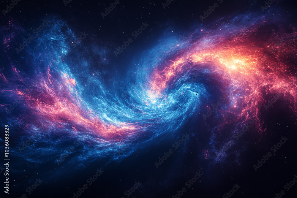A vibrant cosmic swirl of blue and pink nebulae showcasing galactic beauty in deep space during the night