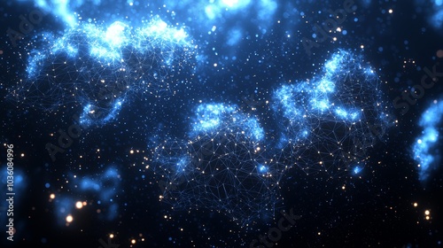 The abstract technology background concept, big data, motion of digital data flow, transfers of big data sets, block chains, servers, and high-speed internet.