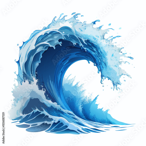 3D beautiful big waves on a isolated white background (28)