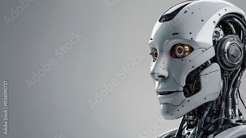 Robot AI intelligence technology solutions banner, highlighting a background with a lack of solutions and ample copy space for text.