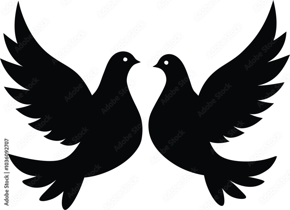 Christmas Doves vector illustration on white background