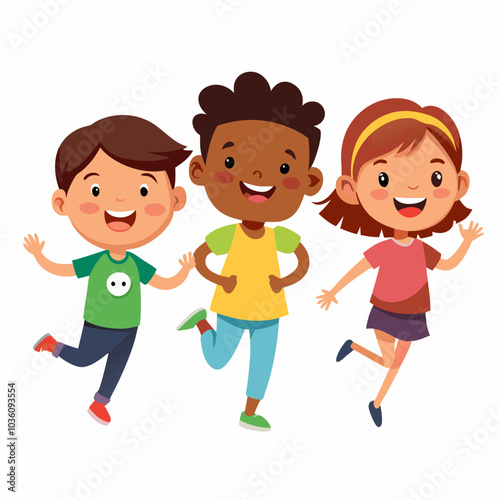 Kids laughing and playing vector illustration