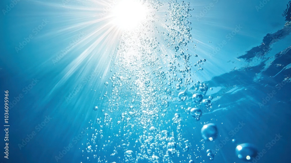 Fototapeta premium Underwater Sunlight and Bubbles