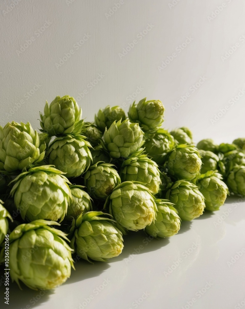 Freshly harvested hop cones for enhancing and flavoring the beer brewing process. Freshly harvested hop cones for enhancing and flavoring the beer brewing process.