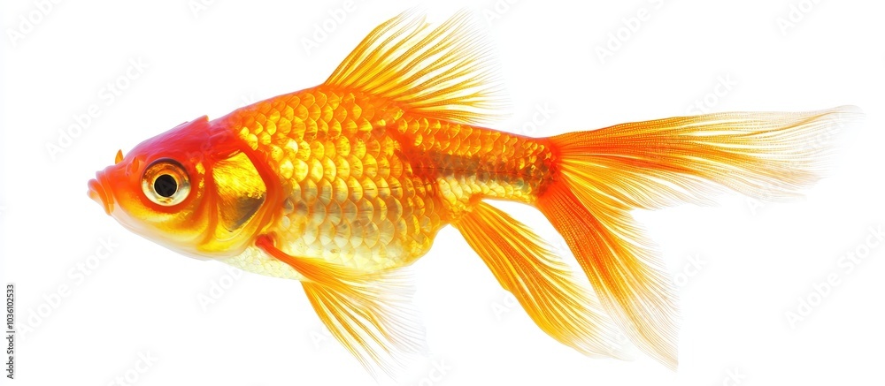 Gold Fish Isolation On The White