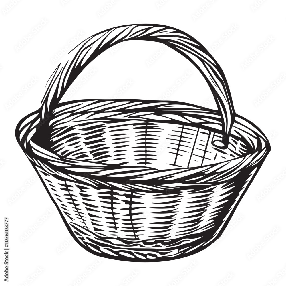 Fototapeta premium Wicker Basket silhouette vector art isolated on white background