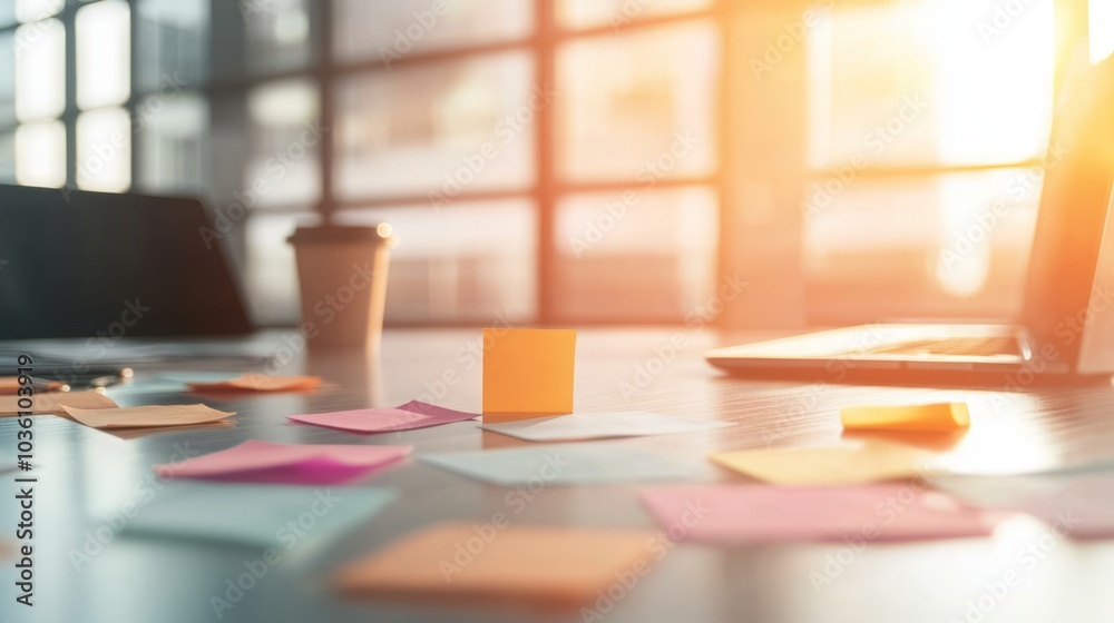 custom made wallpaper toronto digitalDynamic Startup Strategy Session - Young Entrepreneurs Planning Successful Business Pitch with Colorful Notes & Coffee Cups on Stylish Table in Cinematic Light