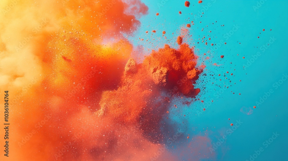 Abstract Orange and Blue Powder Explosion Abstract Orange and Blue Powder Explosion