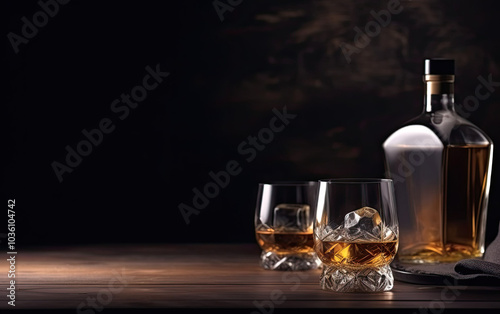 Whisky Bottle Mockup, high-end and customizable with realistic high-resolution rendering, ideal for branding, packaging design, and premium presentations, AI Generative