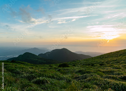 Sunset landscape from Mount Datun Air Navigation Station Lookout photo