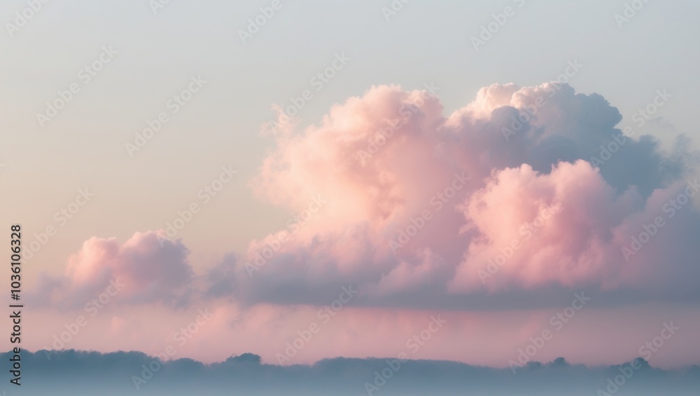 Sunrise view above fluffy clouds over a serene landscape at dawn. Sunrise view above fluffy clouds over a serene landscape at dawn.