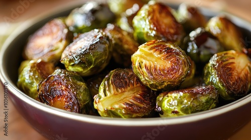 Balsamic glazed roasted Brussels sprouts perfect for autumn meals and as a delicious side for festive gatherings photo