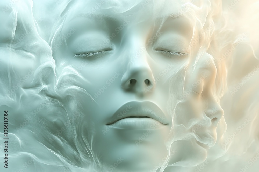 A close-up of a face with eyes closed, expressing serenity A close-up of a face with eyes closed, expressing serenity