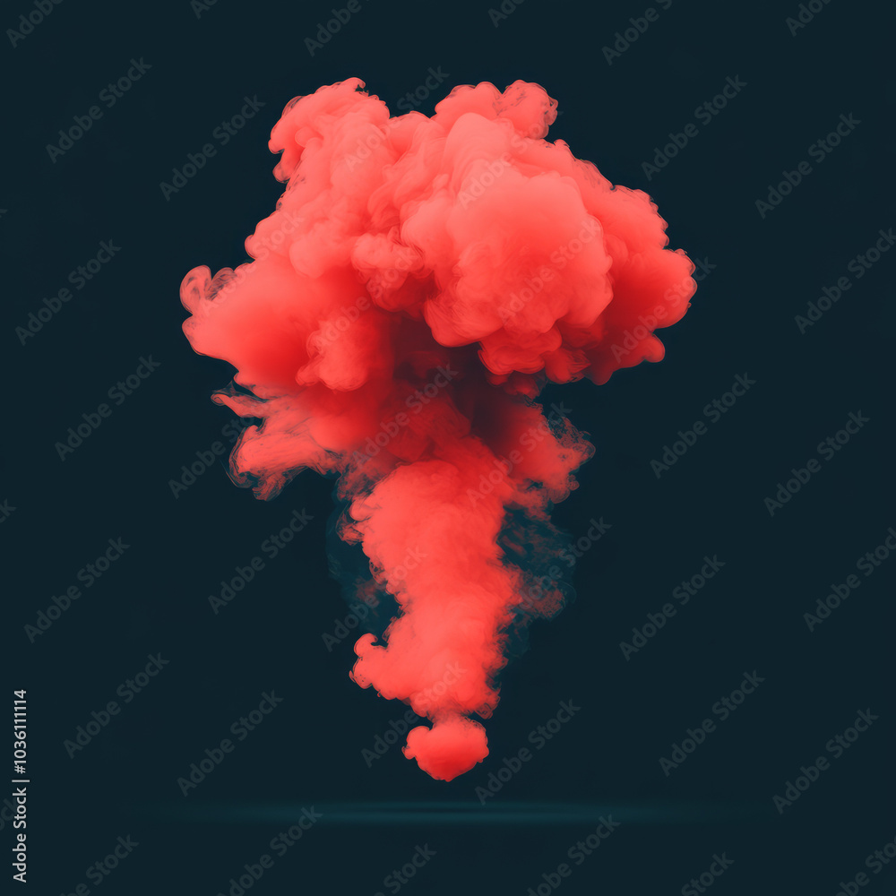 Fototapeta premium A vibrant red cloud of smoke billows against a dark background.