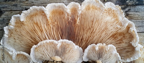 Schizophyllum Commune Is An Interesting Fungus Growing On Wood It Looks Like A Fan It Is Known For Its High Medicinal Value And Aromatic Taste Profile photo