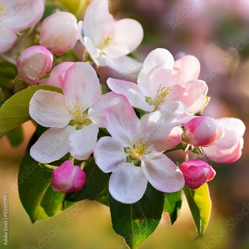 pink and white apple blossom flowers on tree in springtime