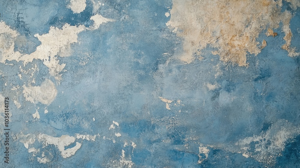 Fototapeta premium Vintage textured blue cement and sandy wall with a marble like appearance