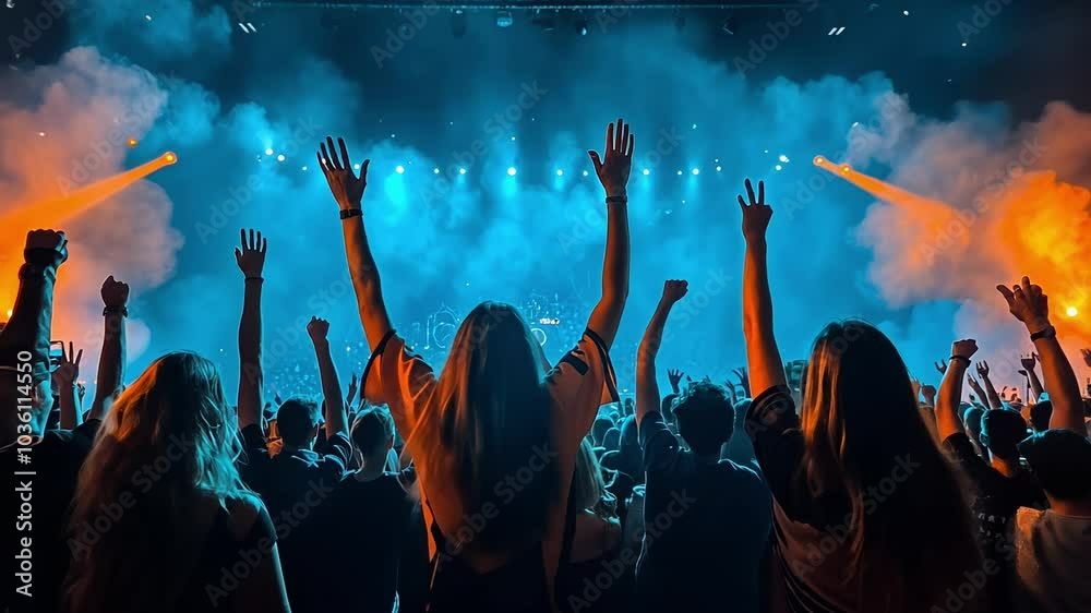 Crowd Celebrates at Vibrant Concert With Dazzling Lights and Energetic Atmosphere in Evening